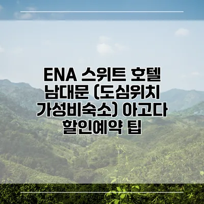 ENA 스위트 호텔 남대문 (도심위치 가성비숙소) 아고다 할인예약 팁