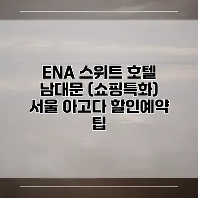 ENA 스위트 호텔 남대문 (쇼핑특화) 서울 아고다 할인예약 팁