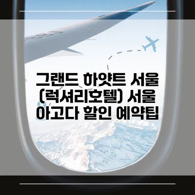 그랜드 하얏트 서울 (럭셔리호텔) 서울 아고다 할인 예약팁