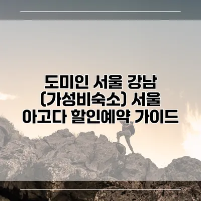 도미인 서울 강남 (가성비숙소) 서울 아고다 할인예약 가이드