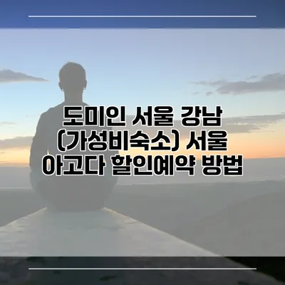 도미인 서울 강남 (가성비숙소) 서울 아고다 할인예약 방법