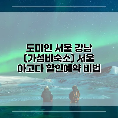 도미인 서울 강남 (가성비숙소) 서울 아고다 할인예약 비법