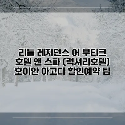 리틀 레지던스 어 부티크 호텔 앤 스파 (럭셔리호텔) 호이안 아고다 할인예약 팁