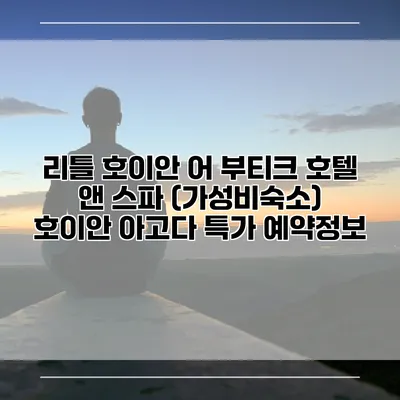 리틀 호이안 어 부티크 호텔 앤 스파 (가성비숙소) 호이안 아고다 특가 예약정보