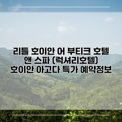 리틀 호이안 어 부티크 호텔 앤 스파 (럭셔리호텔) 호이안 아고다 특가 예약정보