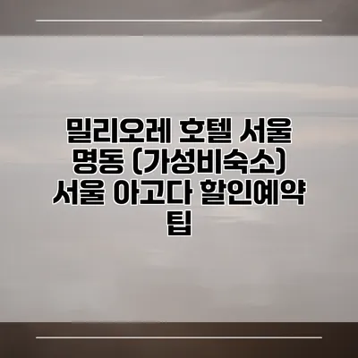 밀리오레 호텔 서울 명동 (가성비숙소) 서울 아고다 할인예약 팁