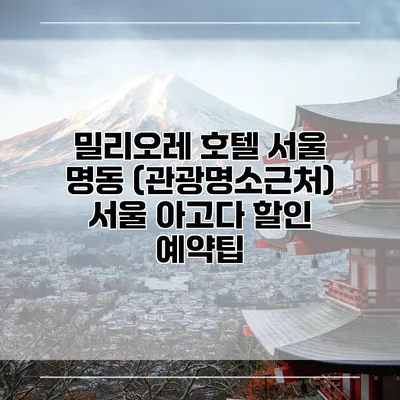 밀리오레 호텔 서울 명동 (관광명소근처) 서울 아고다 할인 예약팁