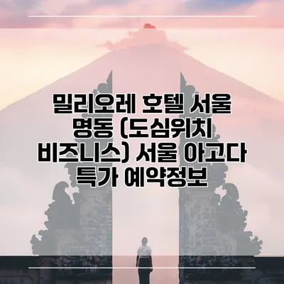 밀리오레 호텔 서울 명동 (도심위치 비즈니스) 서울 아고다 특가 예약정보