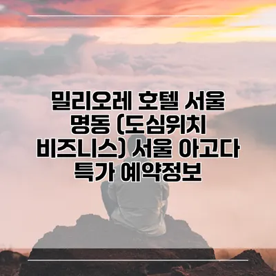 밀리오레 호텔 서울 명동 (도심위치 비즈니스) 서울 아고다 특가 예약정보