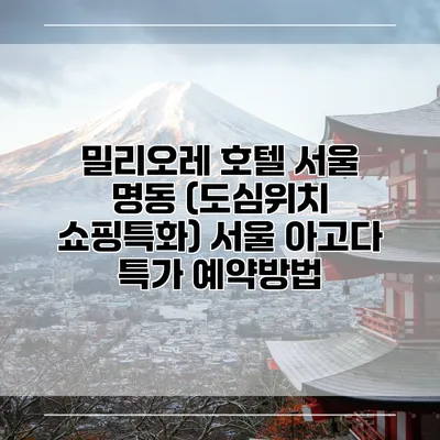 밀리오레 호텔 서울 명동 (도심위치 쇼핑특화) 서울 아고다 특가 예약방법