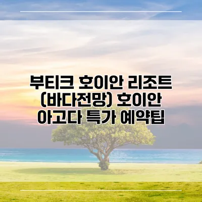 부티크 호이안 리조트 (바다전망) 호이안 아고다 특가 예약팁
