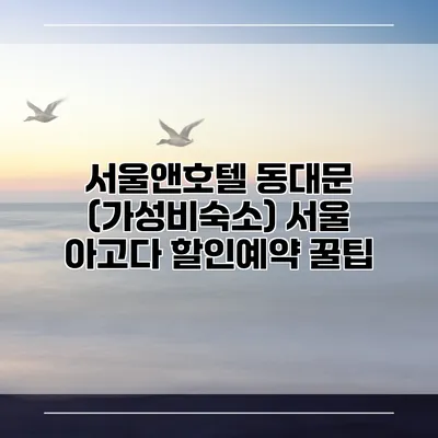 서울앤호텔 동대문 (가성비숙소) 서울 아고다 할인예약 꿀팁