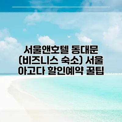 서울앤호텔 동대문 (비즈니스 숙소) 서울 아고다 할인예약 꿀팁