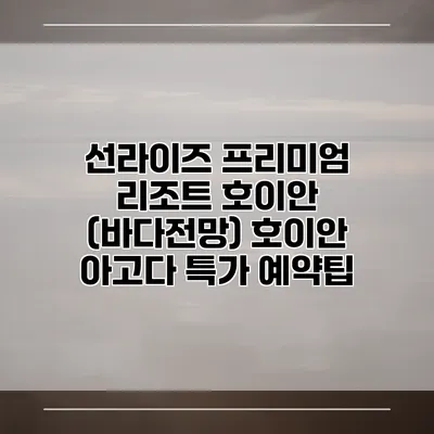 선라이즈 프리미엄 리조트 호이안 (바다전망) 호이안 아고다 특가 예약팁