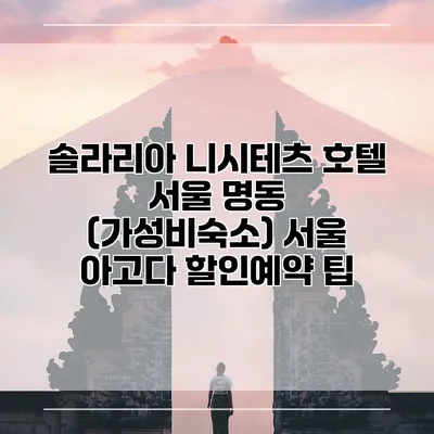 솔라리아 니시테츠 호텔 서울 명동 (가성비숙소) 서울 아고다 할인예약 팁