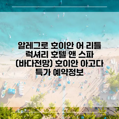 알레그로 호이안 어 리틀 럭셔리 호텔 앤 스파 (바다전망) 호이안 아고다 특가 예약정보