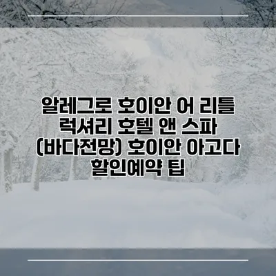 알레그로 호이안 어 리틀 럭셔리 호텔 앤 스파 (바다전망) 호이안 아고다 할인예약 팁