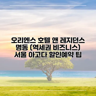 오리엔스 호텔 앤 레지던스 명동 (역세권 비즈니스) 서울 아고다 할인예약 팁