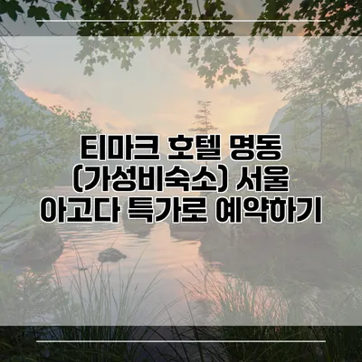 티마크 호텔 명동 (가성비숙소) 서울 아고다 특가로 예약하기