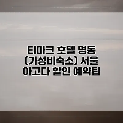 티마크 호텔 명동 (가성비숙소) 서울 아고다 할인 예약팁
