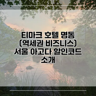 티마크 호텔 명동 (역세권 비즈니스) 서울 아고다 할인코드 소개