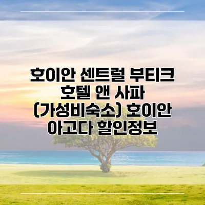 호이안 센트럴 부티크 호텔 앤 사파 (가성비숙소) 호이안 아고다 할인정보