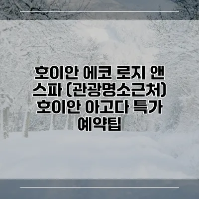 호이안 에코 로지 앤 스파 (관광명소근처) 호이안 아고다 특가 예약팁