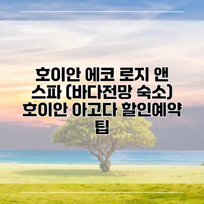 호이안 에코 로지 앤 스파 (바다전망 숙소) 호이안 아고다 할인예약 팁