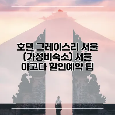 호텔 그레이스리 서울 (가성비숙소) 서울 아고다 할인예약 팁