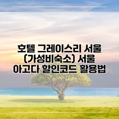 호텔 그레이스리 서울 (가성비숙소) 서울 아고다 할인코드 활용법