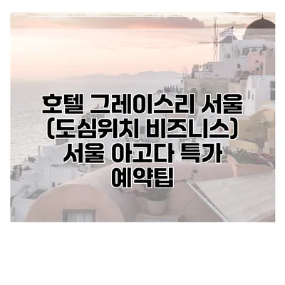 호텔 그레이스리 서울 (도심위치 비즈니스) 서울 아고다 특가 예약팁
