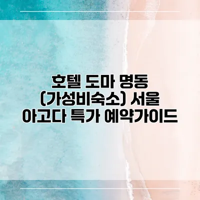 호텔 도마 명동 (가성비숙소) 서울 아고다 특가 예약가이드