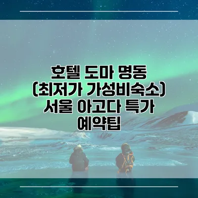 호텔 도마 명동 (최저가 가성비숙소) 서울 아고다 특가 예약팁
