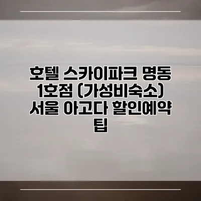호텔 스카이파크 명동 1호점 (가성비숙소) 서울 아고다 할인예약 팁