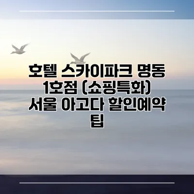 호텔 스카이파크 명동 1호점 (쇼핑특화) 서울 아고다 할인예약 팁