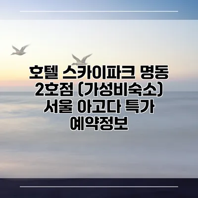 호텔 스카이파크 명동 2호점 (가성비숙소) 서울 아고다 특가 예약정보