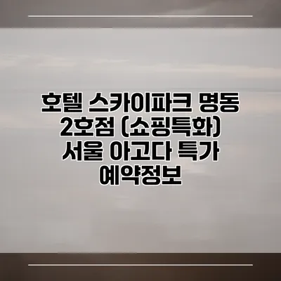 호텔 스카이파크 명동 2호점 (쇼핑특화) 서울 아고다 특가 예약정보