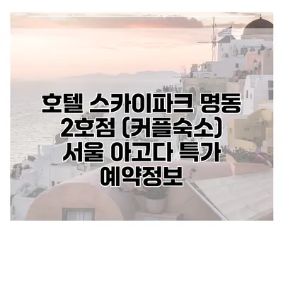 호텔 스카이파크 명동 2호점 (커플숙소) 서울 아고다 특가 예약정보