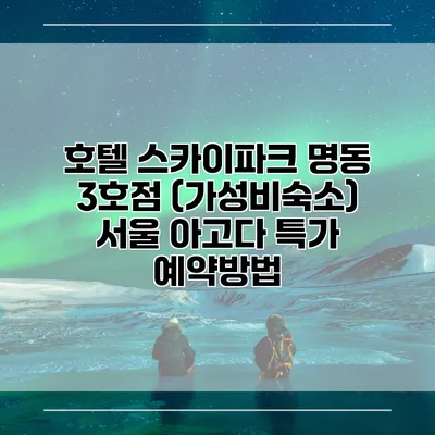 호텔 스카이파크 명동 3호점 (가성비숙소) 서울 아고다 특가 예약방법