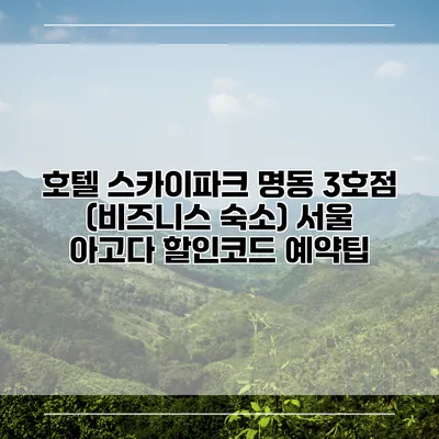 호텔 스카이파크 명동 3호점 (비즈니스 숙소) 서울 아고다 할인코드 예약팁