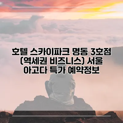 호텔 스카이파크 명동 3호점 (역세권 비즈니스) 서울 아고다 특가 예약정보