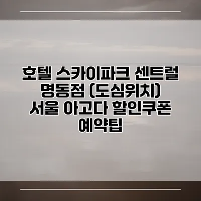 호텔 스카이파크 센트럴 명동점 (도심위치) 서울 아고다 할인쿠폰 예약팁