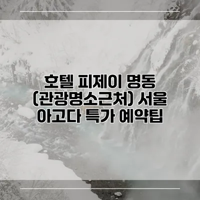 호텔 피제이 명동 (관광명소근처) 서울 아고다 특가 예약팁