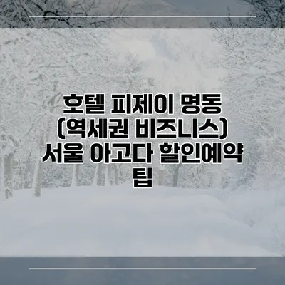 호텔 피제이 명동 (역세권 비즈니스) 서울 아고다 할인예약 팁